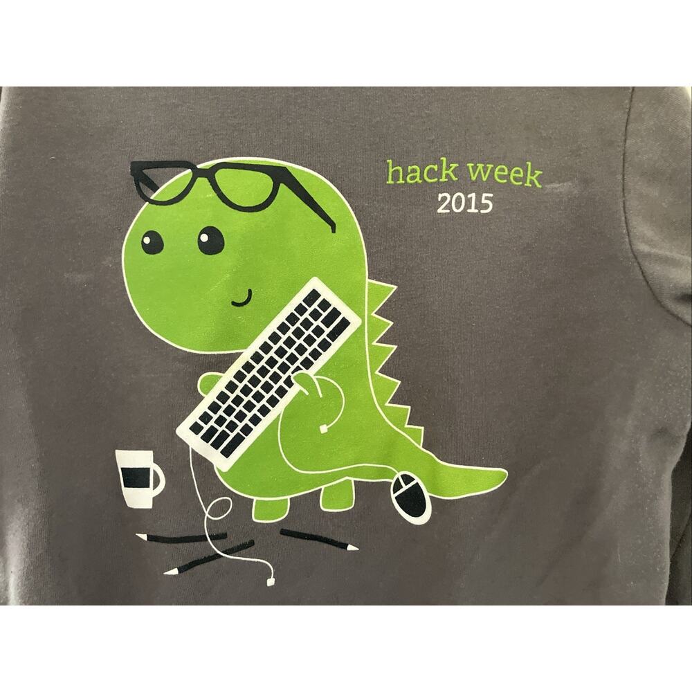 Amazon Amplify AWS Hack Week 2015 Dino Geek Hoodie Zip Up Sweatshirt M 40"